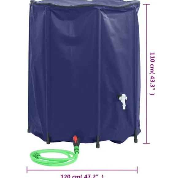 vidaXL vandtank med hane sammenfoldelig 1250 l PVC - Vandingsartikler