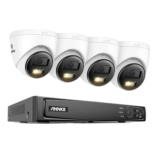 Videoovervågningssystem, 8-kanals opsætning, smart dual-lys funktion,8MP 4stk cam Mic, 1T