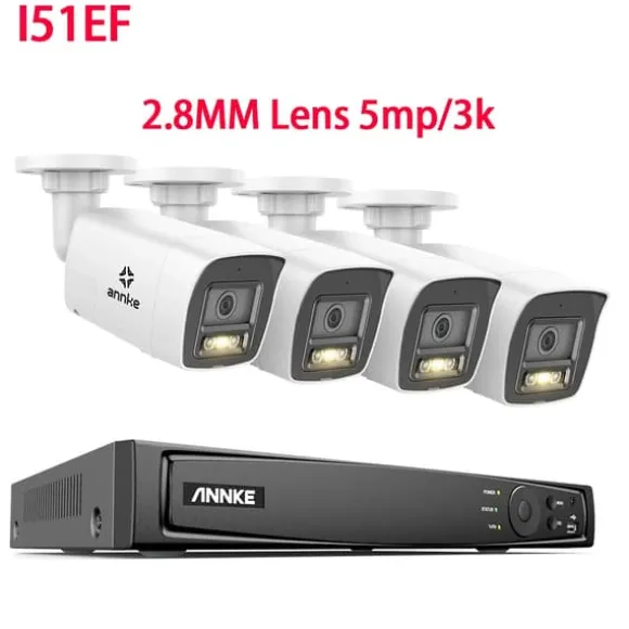 Videoovervågningssystem, 8MP opløsning, Power Over Ethernet,4T, I51ES 5MP 4stk Mic-a