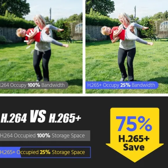Videoovervågningssystem, 8MP opløsning, smart bevægelsesdetektion,1T