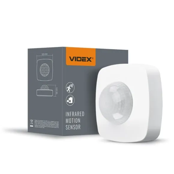 Videx infrarød bevægelses- og lyssensor IP54 effekt 1200W rækkevidde 8m vinkel 360°