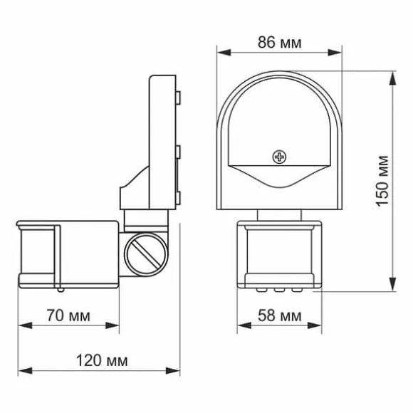 Videx infrarød bevægelses- og lyssensor IP44 effekt 1200W rækkevidde 12m 180°