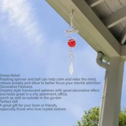 Vindklokker til have og gård, 2 øjer med spiralformede vindklokker, metalvindklokker, dekorative vindklokker til udendørs brug (rød)