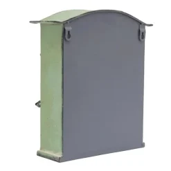 Vintage Postkasse - Vægmonteret Postkasse - Til Hegn - Præget Metal - Udendørs Brug - 27×10,5×31,2 cm - Brevindkast 9,5×1,5 cm - Grøn