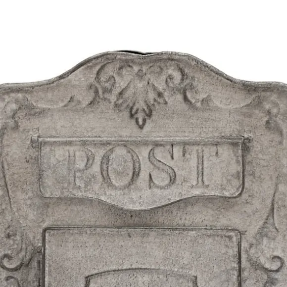 Vintage postkasse - Vægmonteret postkasse - Hegn-/Vægmontering - Præget metal - Udendørs - Med låg - Mål 26×9,5×34 cm - Grå