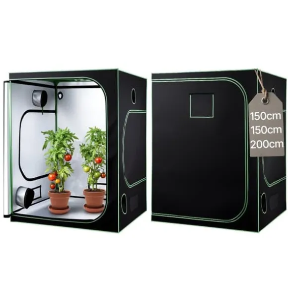 Væksttelt sæt - Indendørs plantetelt - 150 x 150 x 200 cm - Fuldspektrum LED vækstlys - Ventilationssystem - 600D højreflekterende Mylar
