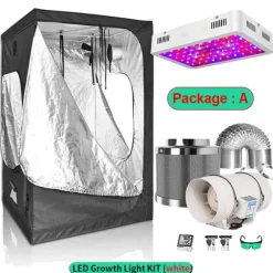 Væksttelt Sæt, Fuldspektret LED Lys, Holdbare Materialer,Pakke A, 100x100x200cm kit