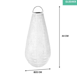 VONROC Havelampe - Solar - Solcelle | Luna Drop | 400x200mm | LED | Ice