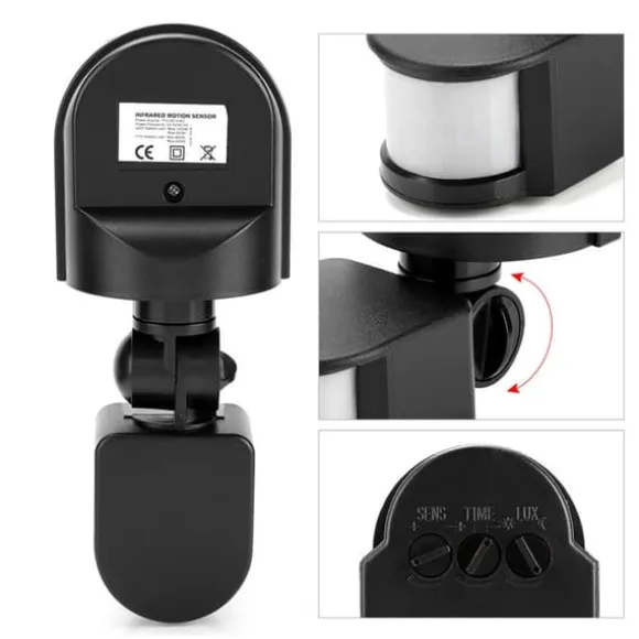 110V-240V justerbar PIR kropsbevægelse infrarød sensor detektor lyspære afbryder (sort)