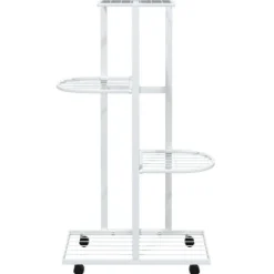 Växtställ på hjul - 4 hyllor för växter och dekoration | Färg: Vit | Storlek: 44x23x80 cm