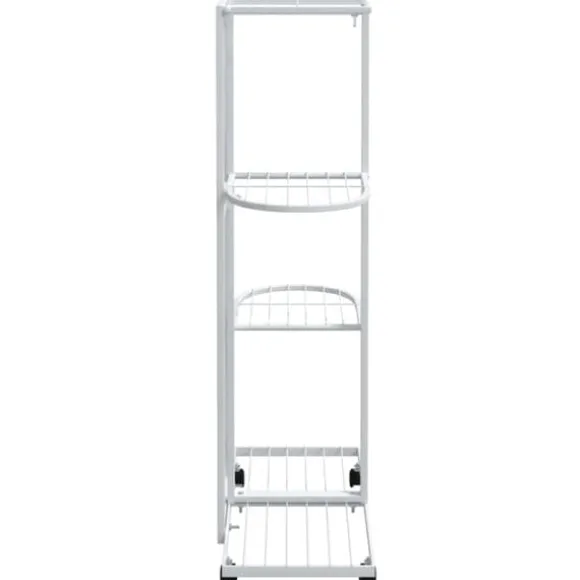 Växtställ på hjul - 4 hyllor för växter och dekoration | Färg: Vit | Storlek: 44x23x80 cm