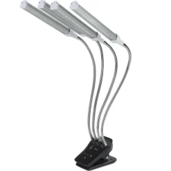 96W LED Grow Lamp LCD Display 4 Head 360° Justerbar Sølv Plant Grow Light til drivhus 100‑240VUK stik