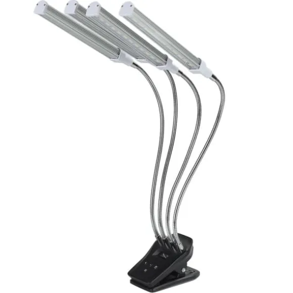 96W LED Grow Lamp LCD Display 4 Head 360° Justerbar Sølv Plant Grow Light til drivhus 100‑240VUK stik