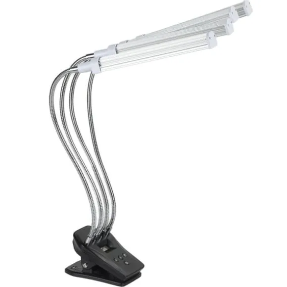 96W LED Grow Lamp LCD Display 4 Head 360° Justerbar Sølv Plant Grow Light til drivhus 100‑240VUK stik