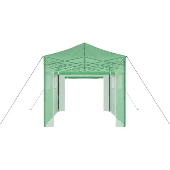 Walk-in drivhus med stålramme - Industrielt design | Størrelse: 280x410x315 cm | Farve: Grøn