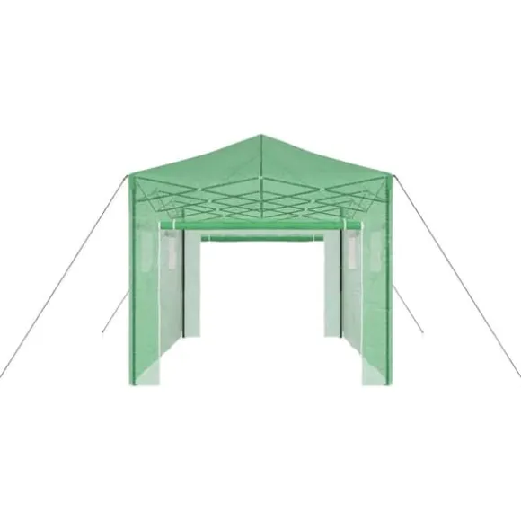Walk-in drivhus med stålramme - Industrielt design | Størrelse: 290x430x315 cm | Farve: Grøn