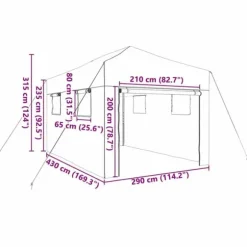 Walk-in drivhus med stålramme - Industrielt design | Størrelse: 290x430x315 cm | Farve: Grøn