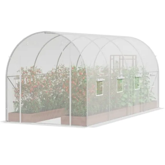 Walk-in Tunnel Drivhus 14,6x6,36x6,3ft, Galvaniseret ramme, PE Cover, Hvid, holdbarhed, vejrbestandig