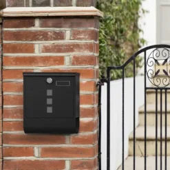 Wall Letterbox - Letterbox - Med avisboks og navneskilt - med lås - sort