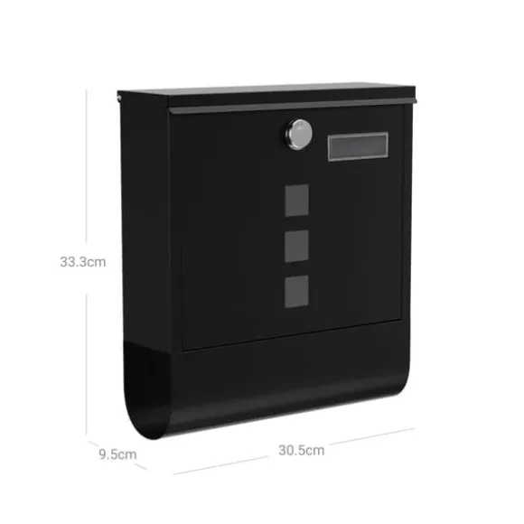Wall Letterbox - Letterbox - Med avisboks og navneskilt - med lås - sort