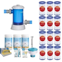 WAYS - Poolvedligeholdelse - Pakke stor & filterpumpe 5678 L/h & 12 filtre Type III