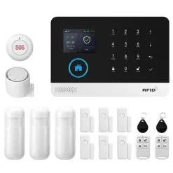 Wifi Alarm Sikkerhedssystem, Trådløs Forbindelse, Smart Home Kompatibilitet, 2G GSM Kit D, EU Stik