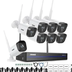 WiFi-sikkerhedskamerasystem, 5 MP NVR, AI menneskelig detektion, 8 kameraer, indbygget harddisk, ingen