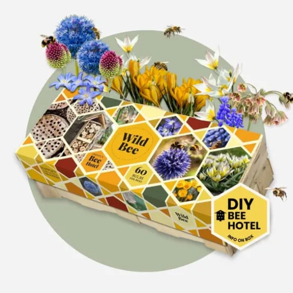 Wild Bee Hotel Box - 60 blomsterløg - Byg bihotel instruktion - Vinterhårdfør