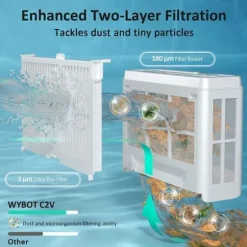WYBOT C2 Vision Robotic Pool Cleaner - Smart Vision Navigation - 180 min driftstid - 8 rengøringstilstande - Til pools op til 180㎡