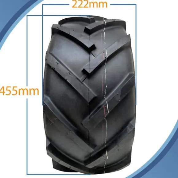 18x9.50-8 Dæk til industrianlæg med åben midte, spalte, rotovator og fælg - sæt med 2 stk.