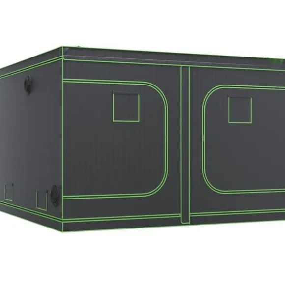 10x10 hydroponisk voksetelt, 120'' x 120'' x 80'', højreflekterende 600D Mylar med vindue, værktøjstaske og gulvbakke til indendørs planter.