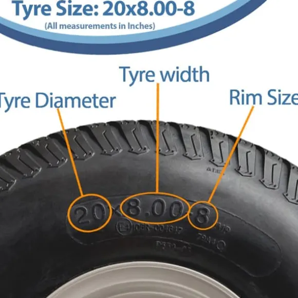 20x8.00-8 Multi turf - plæneklipperdæk, ride on på 4 knopper 100mm PCD - sæt med 2 -