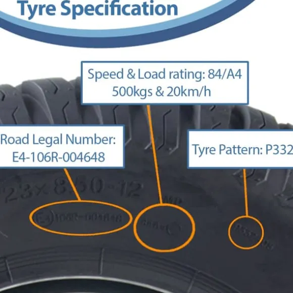 23x8.50-12 Plæneklipperdæk 4-lags Multi Turf Grass P332 Wanda Road Legal 500 kg