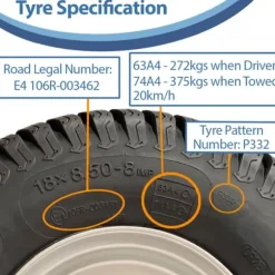 18x8.50-8 4ply Multi turf græsdæk på 100 mm pcd-fælg med fire knopper - sæt med 2 -.