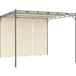 3x3m Havepavillon med gardin - Holdbar stålkonstruktion | Farve: Creme | Størrelse: 3x3x2,25 m