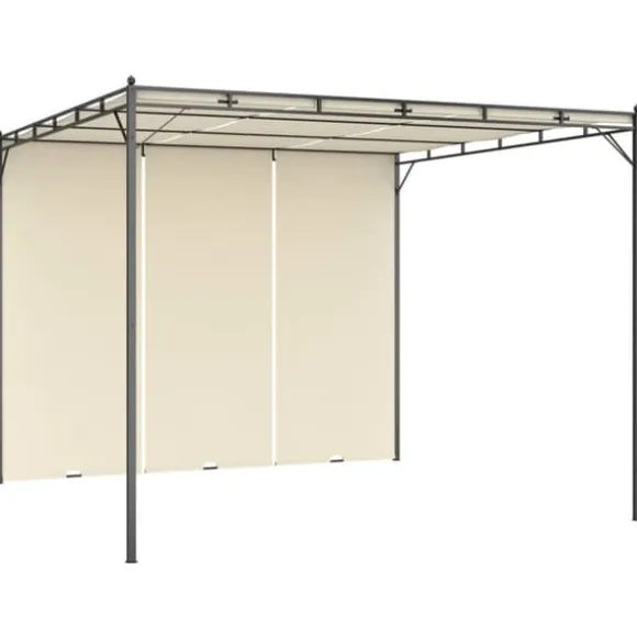 3x3m Havepavillon med gardin - Holdbar stålkonstruktion | Farve: Creme | Størrelse: 3x3x2,25 m