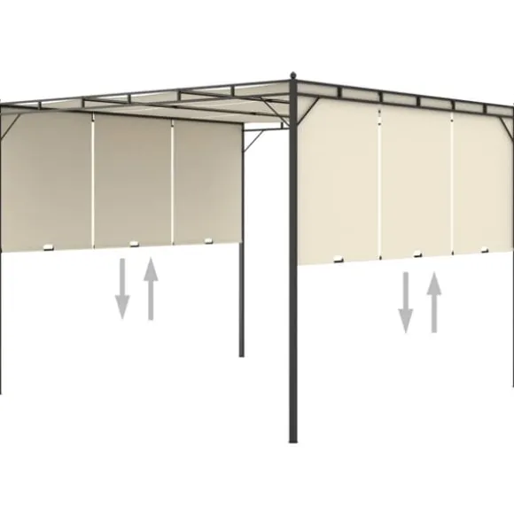 3x3m Havepavillon med gardin - Holdbar stålkonstruktion | Farve: Creme | Størrelse: 3x3x2,25 m