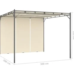 3x3m Havepavillon med gardin - Holdbar stålkonstruktion | Farve: Creme | Størrelse: 3x3x2,25 m