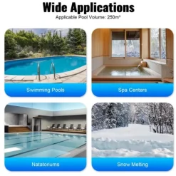 YIYIBYUS, Pool-varmeveksler, rustfrit stål, sølvfarvet, til pool, spa & boblebad, hurtig opvarmning