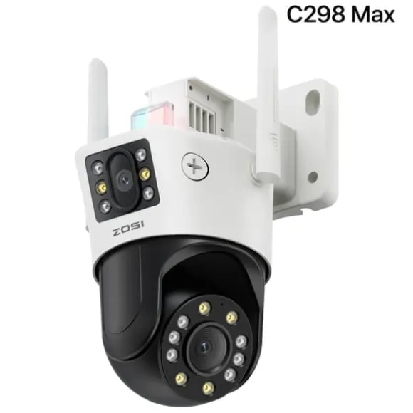 ZOSI WiFi PTZ Sikkerhedskamera, 8MP Opløsning, Dual-Lens Teknologi,C298 Maks